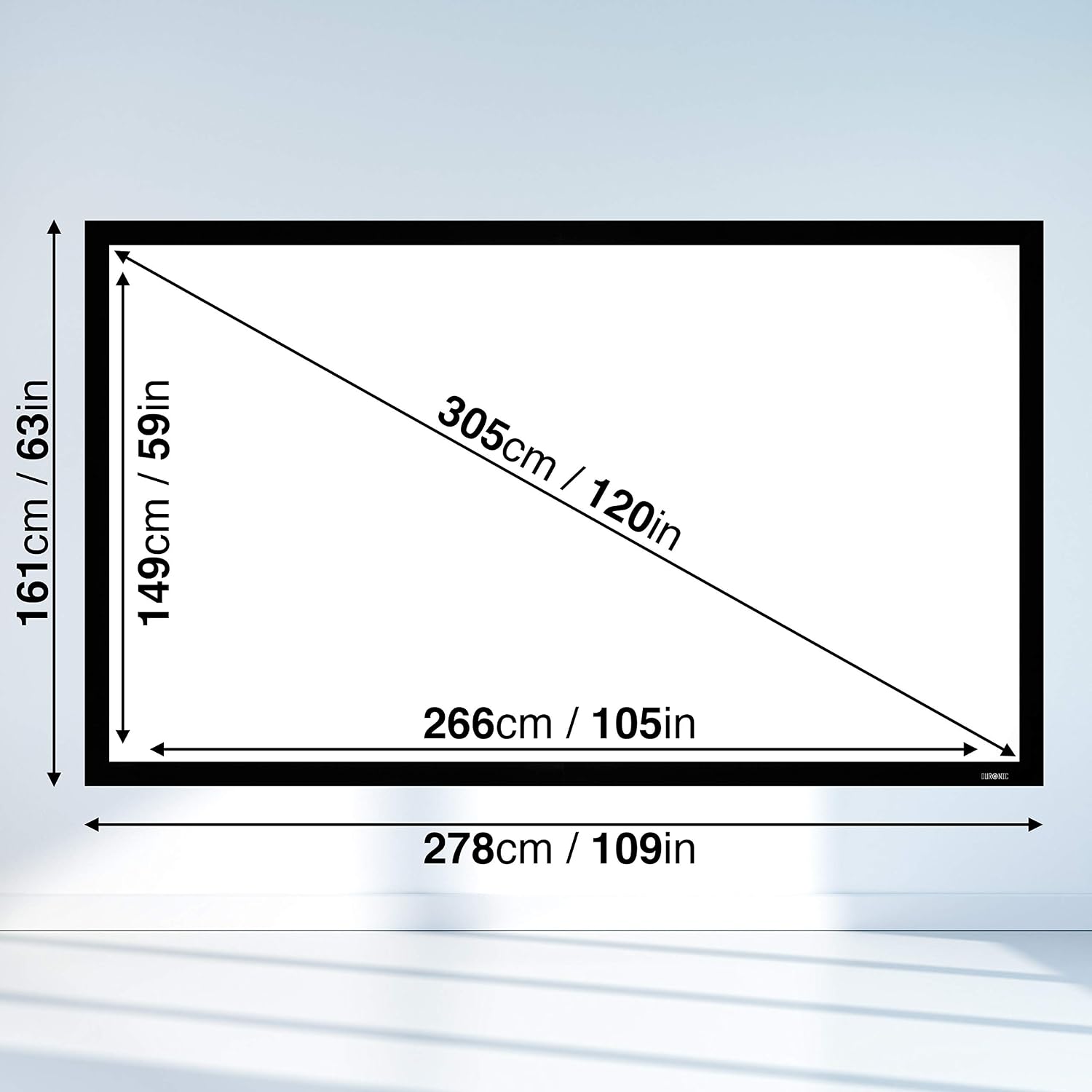 Projector Screen FFPS120/169, 120-Inch Fixed Frame Projection Screen, Wall Mountable, 1 Gain, HD High Definition Image, 16:9 Ratio, Ideal for Home Theatre, Classroom, Officec