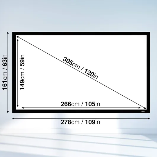 Projector Screen FFPS120/169, 120-Inch Fixed Frame Projection Screen, Wall Mountable, 1 Gain, HD High Definition Image, 16:9 Ratio, Ideal for Home Theatre, Classroom, Officec