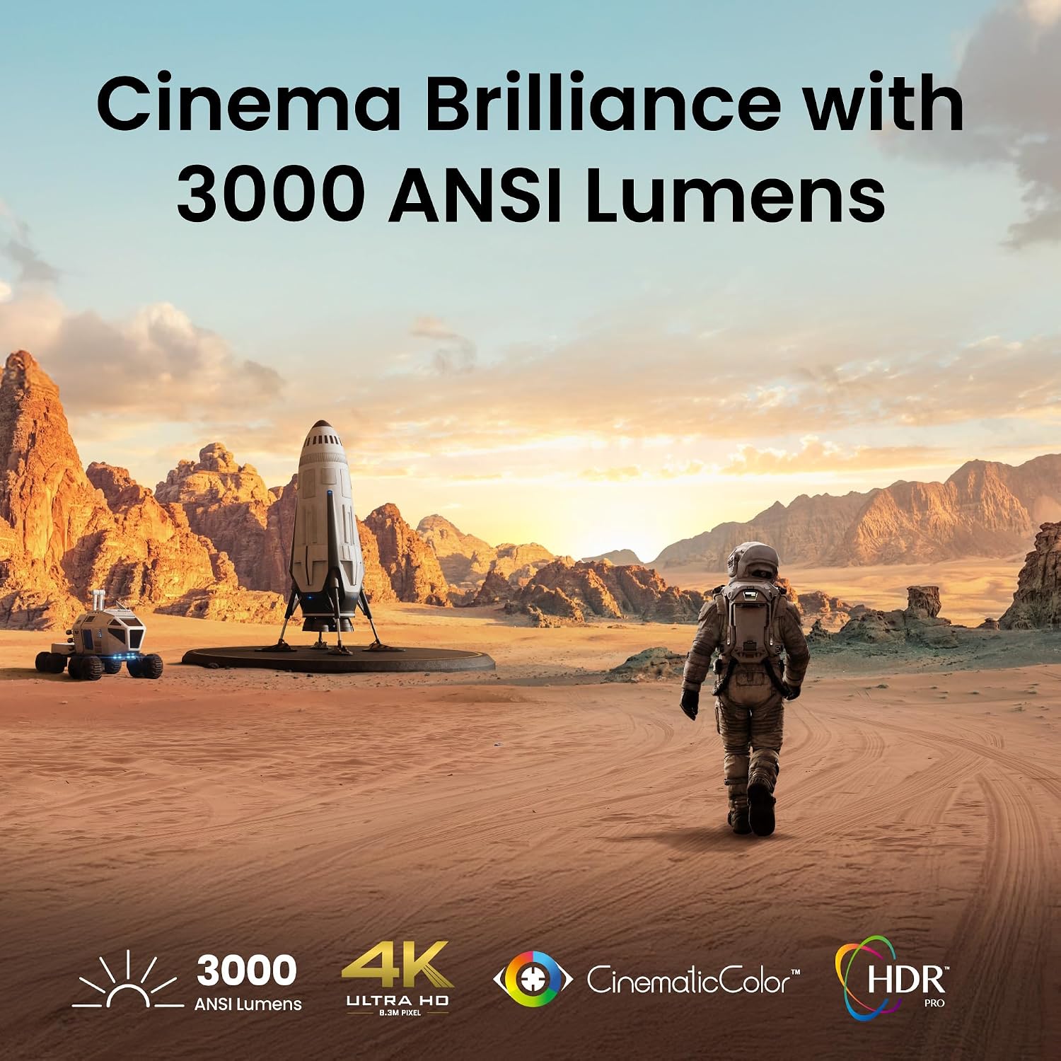 TK705i 4K HDR Home Projector, 3000 ANSI Lumens, Google TV