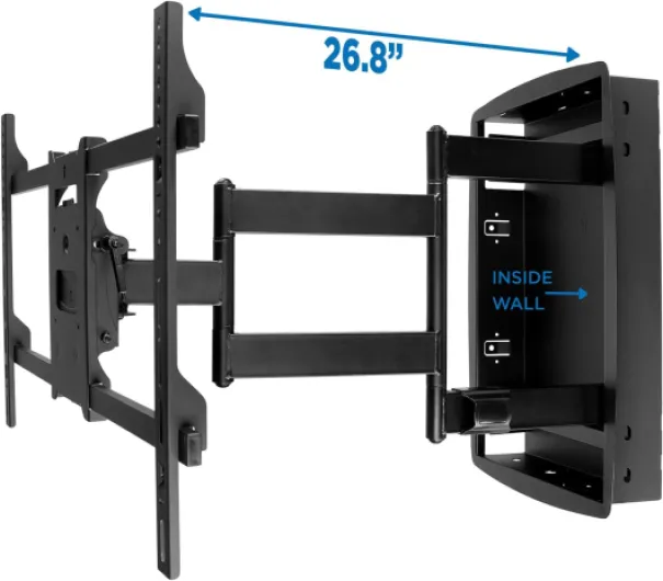 Mount-It! Recessed TV Wall Mount, Articulating Full Motion in-Wall TV Bracket for Flush Installation, 27 Inch Extended Arm Fits Screen Sizes 32, 37, 40, 42, 47, 50, 55, 60, 65, 70 inch, Up to 175 lbs