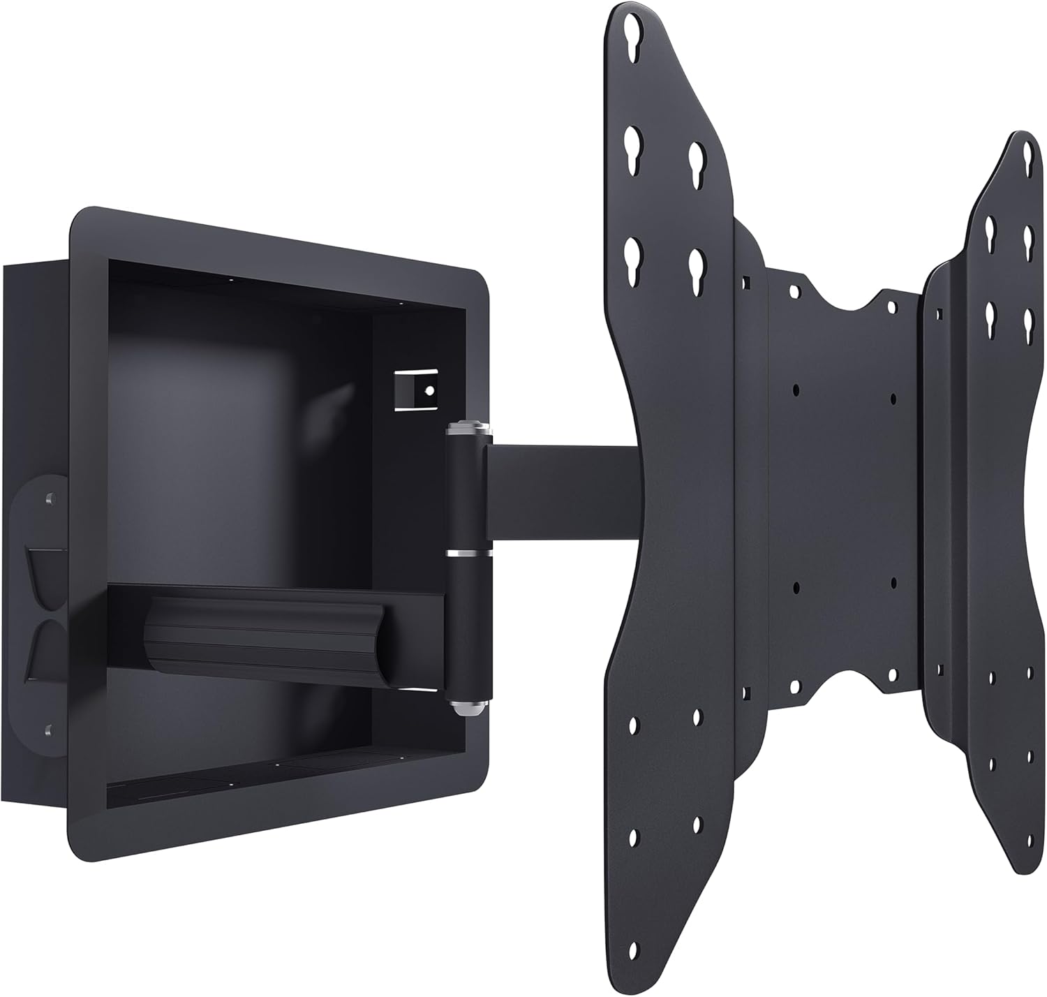 NSY-50201 Recessed in-Wall TV Mount for 42-75 Inch Flat Screens with 19" Long Extension – Zero Clearance, Low Profile, Space-Saving Design, Hide Cables, Tilt & Swivel, for 16" Studs Only