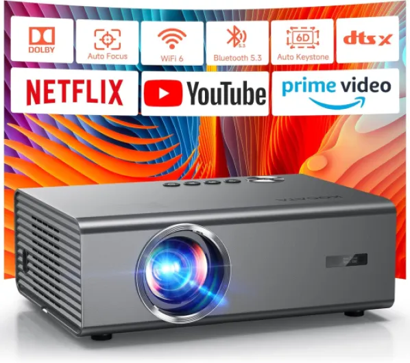 4K Projector with Built-in Apps, 1200ANSI Auto Focus&6D Keystone Dolby Audio Kogata Smart Projector with WiFi 6 Bluetooth Outdoor Movie Proyector for Home Theater HDR10+ UPGRADE Grey