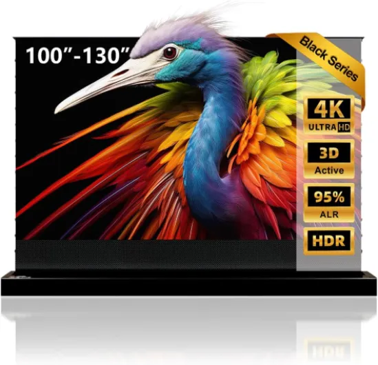 NothingProjector Projector Screen ALR, 100 inch, Ambient Light Rejecting, 4K UHD, Motorized Floor Rising Electric with Remote, Ground Up for Ultra Short Throw Projectors, No Installation NothPJ Black 100 inch
