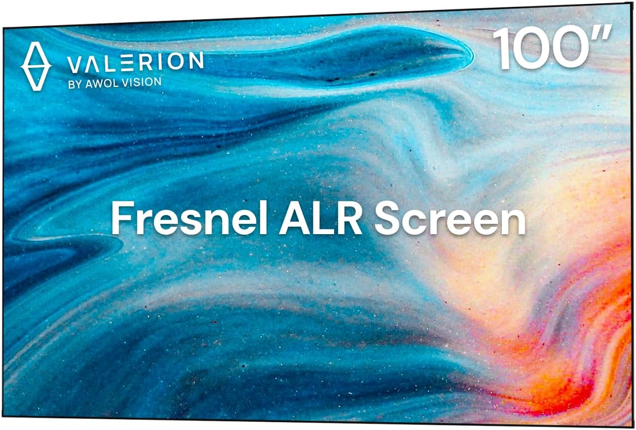 100-inch Fresnel ALR Projector Screen, 16:9 Fixed Frame, Daylight Viewing, 1.8 Gain, 85% Ambient Light Rejection (Ceiling & Side), Compatible with Long Throw Projectors 100-Inches