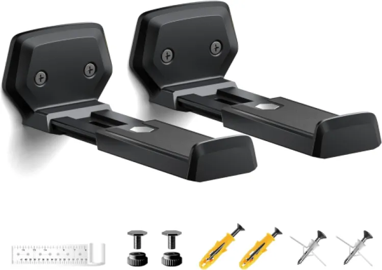 Soundbar Wall Mount Bracket,Depth Adjustable 3.8-6.5 inch,Universal Sound Bar Mount Under TV for Samsung, Sony, LG, Vizio, Bose, JBL, Sonos, Holds up to 50 lbs,Black