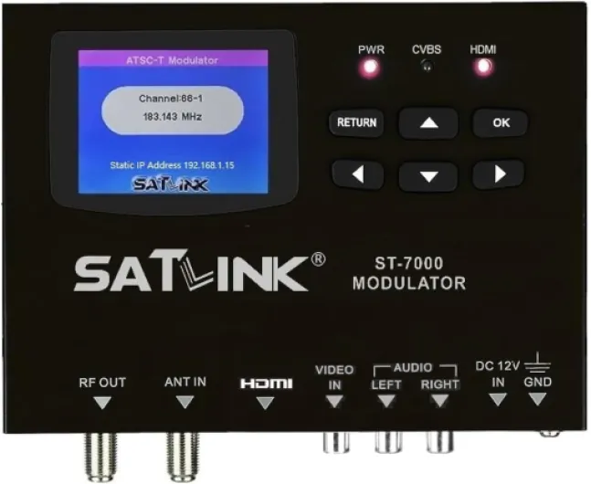 SatLink ST-7000 HDMI to RF Digital Modulator/Encoder Delivers 1080p HDMI Video to TVs as HD ATSC or QAM (J.83B) Channel via Coax Network
