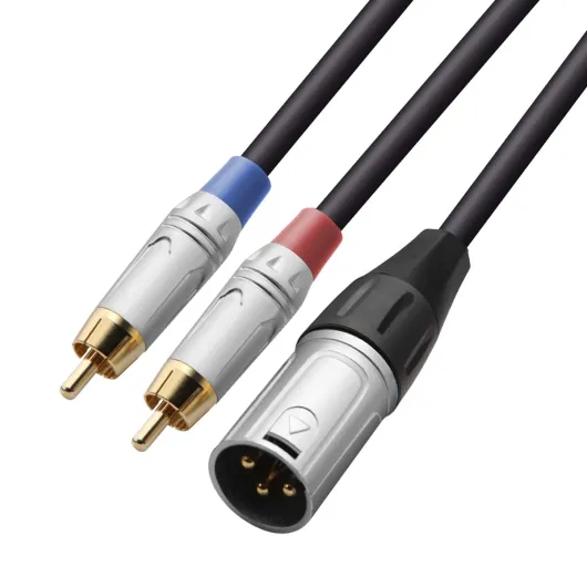 2 RCA to XLR Male Y Splitter Cable, Unbalanced Dual RCA Male to 1 XLR Splitter Duplicator Lead Y-Cable Adapter - 3.3 feet 3 feet XLR Male to Dual RCA