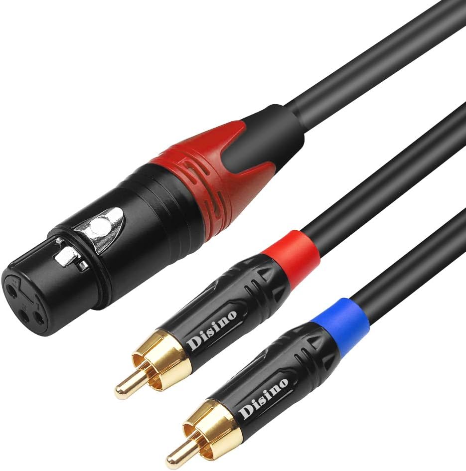 Female XLR to Dual RCA Y Splitter Patch Cable,Unbalanced XLR Female to 2 RCA/Phono Plug Stereo Audio Interconnect Duplicator Lead - 6.6 Feet