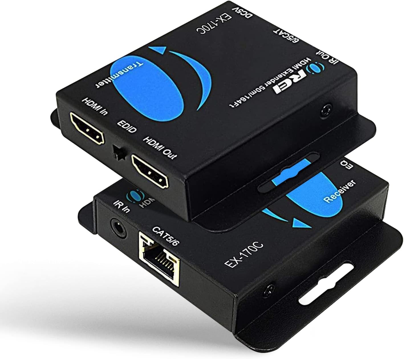 4K HDMI over Ethernet Extender Over CAT5/CAT6/CAT7, with IR Upto 164 Feet - Loop Out - 4K @ 30Hz 1080P Full HD Signal Distribution (EX-170C) HDMI Extender