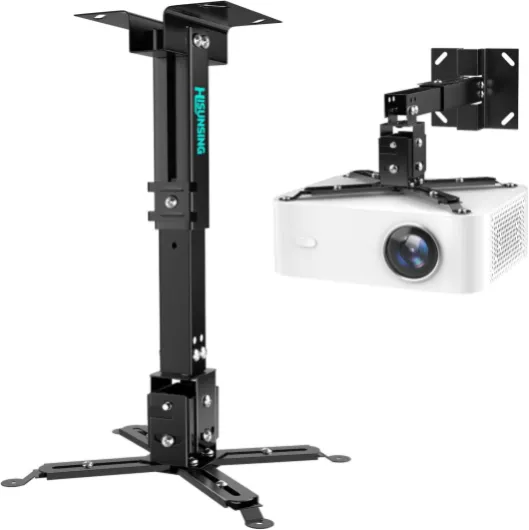 Projector Ceiling Mount with Extension Pole, Wall Projector Mount Height Adjustable, 3-in-1 Bracket for Most Projectors,Video, 44lb, Home & Office Installation (Black)