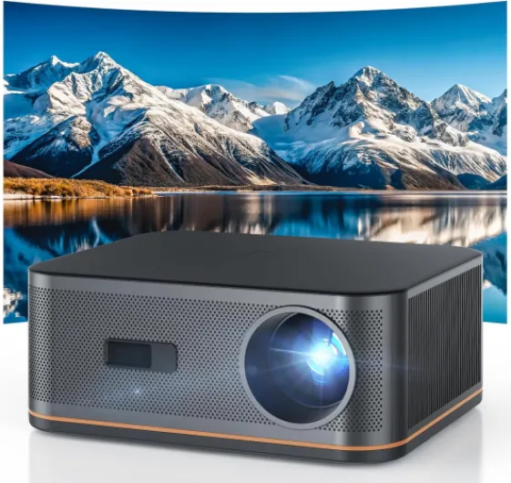 High Brightness 4K Full HD Projector with WiFi and Bluetooth, HAPPRUN Movie Home Theater with Auto Focus, 300'' Display for Indoor/Outdoor, Smart Proyector Compatible with Phone/TV Stick/PC/PS5 BLACK