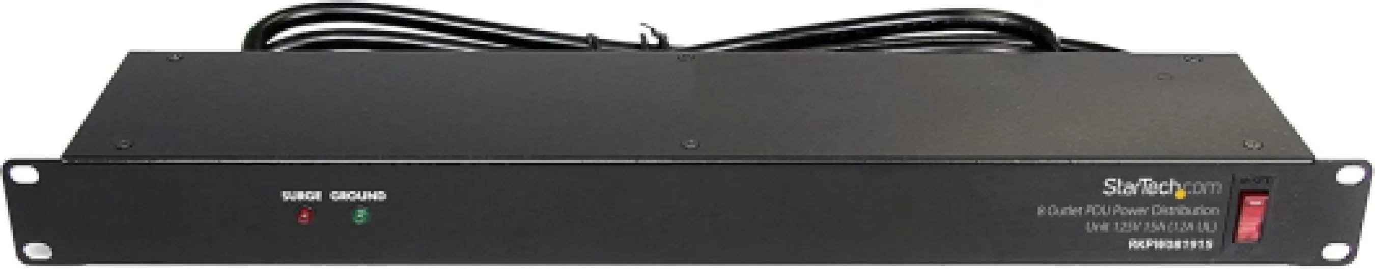 .com 8 Outlet Horizontal 1U Rack Mount PDU Power Strip for Network Server Racks - Surge Protection - 120V/15A - w/ 6ft Power Cord (RKPW081915) 8 Outlets - 15A