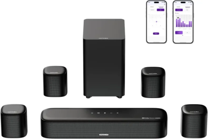 7.1ch Sound Bar with Dolby Atmos, Surround Sound System for TV with 4 Surround Speakers, Sound Bar for Smart TV with App Control, Soundbar with Subwoofer for Home Theater, HDMI eARC, Aura A60 U2621