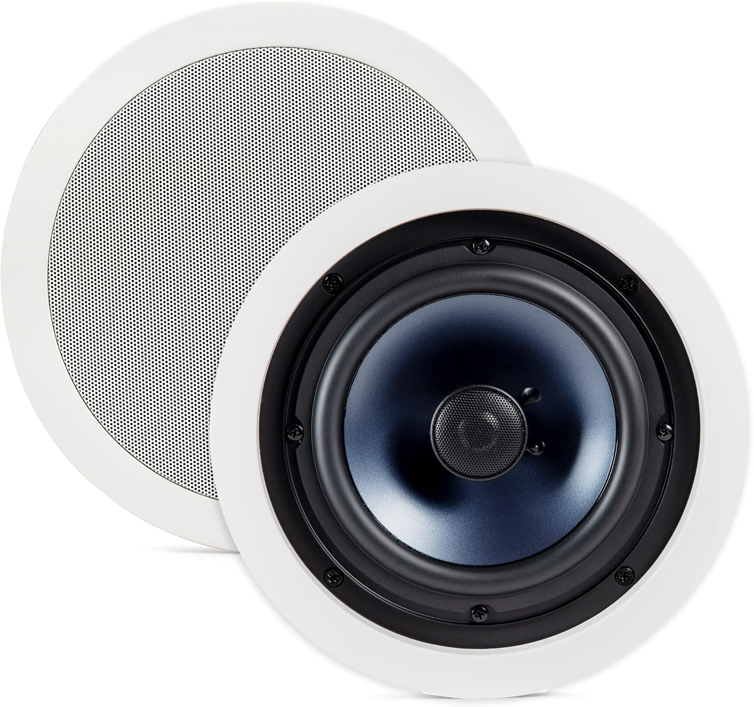 RC80i 2-Way Premium In Ceiling Speakers 8" Round (Set of 2) Perfect for Damp and Humid Indoor/Outdoor Placement - Bluetooth Ceiling Speakers 1 Pair RC80i (8" Round)