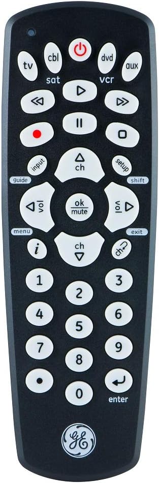 Universal Remote Control for Samsung, Vizio, LG, Sony, Sharp, Roku, Apple TV, TCL, Panasonic, Smart TVs, Streaming Players, Blu-ray, DVD, 4-Device, Black, 34708
