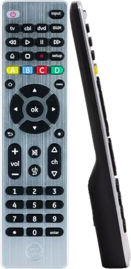 Universal Remote Control for Samsung, Vizio, LG, Sony, Sharp, Roku, Apple TV, TCL, Panasonic, Smart TVs, Streaming Players, Blu-ray, DVD, 4-Device, Silver, 33709