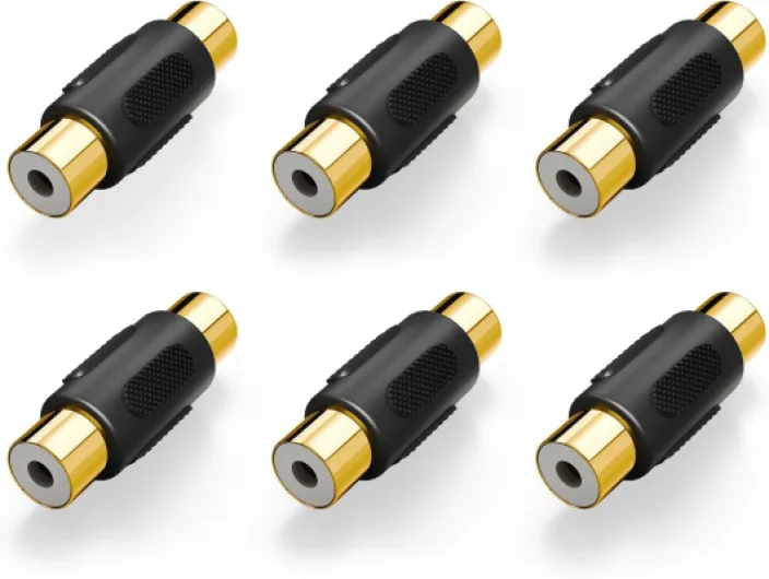 6-Pack Gold Plated RCA Female to RCA Female Coupler,Compatible with Phono,Speaker,RCA Cable,Amplifier