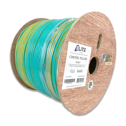 22/2 + 18/2 Automation/Control Cable - Lutron and Crestron Systems - 1000ft, Shielded, in Wall (CL3) - UL Listed, Pure Copper, Light Green W/Yellow Stripe