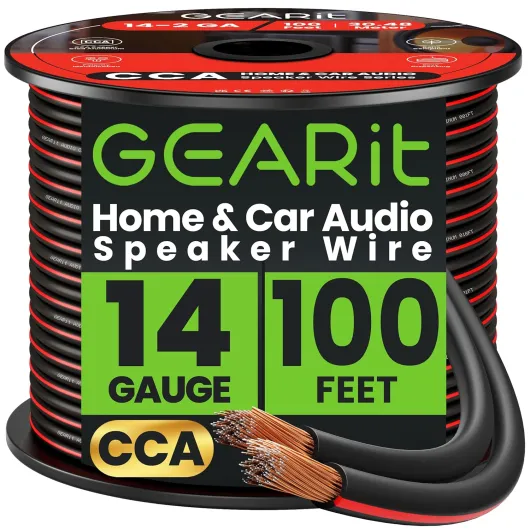 Speaker Wire 14 Gauge, Speaker Cable 100ft for Car Audio, Home Theater, CCA(Black) 100 Feet Black