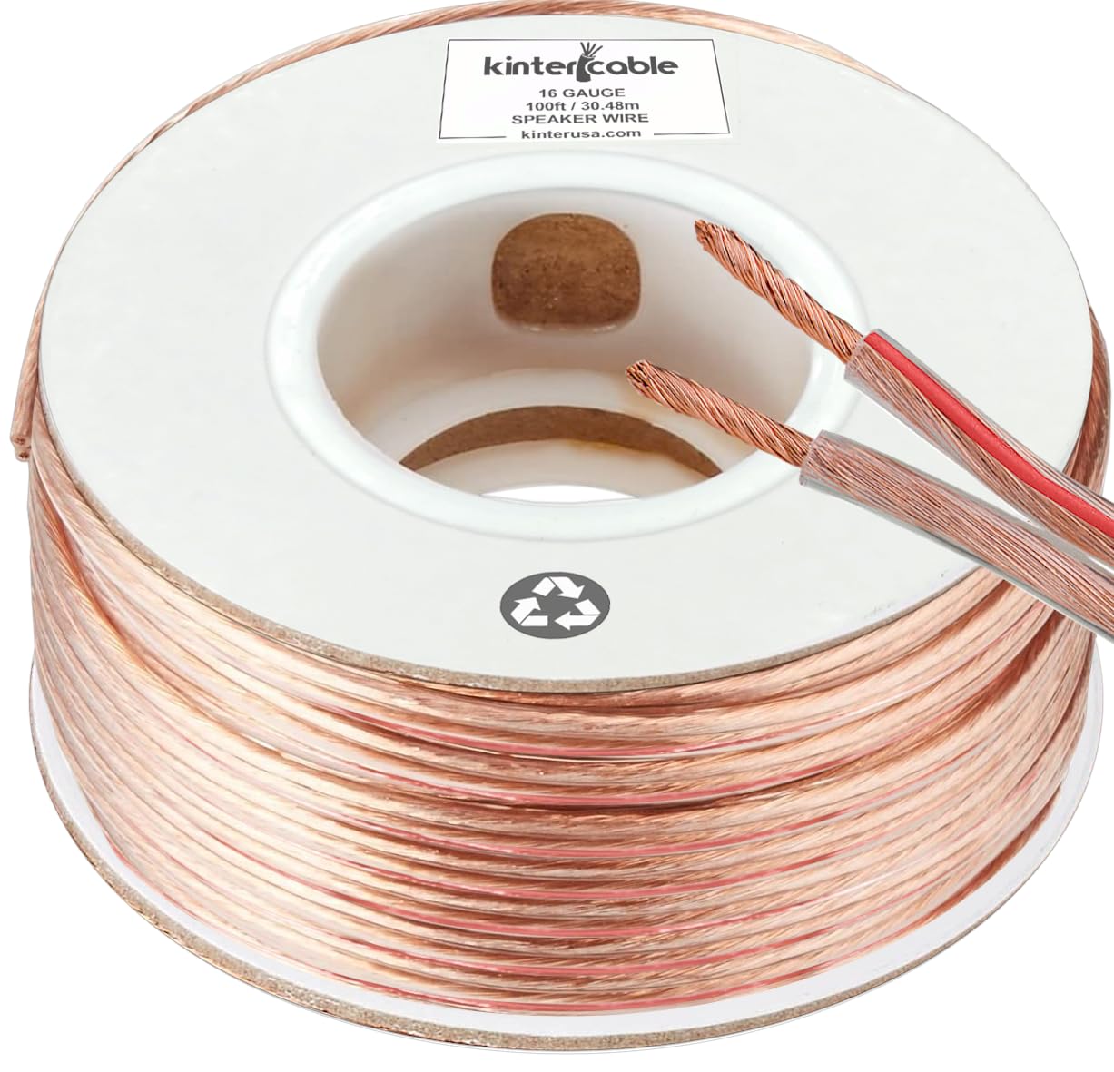 Cable 100ft 16-Gauge Audio Stereo Speaker Wire Cable, 100 Feet, 30.48 Meters, 2 Conductor, Polarity Marked, Flexible Clear PVC, CCA, Home Theater, HiFi, Surround or Auto Amps