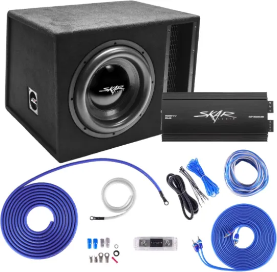 Single 12" Complete 2,500 Watt EVL Series Subwoofer Bass Package - Includes Loaded Enclosure with Amplifier Single 12" D2 Package With Amplifier