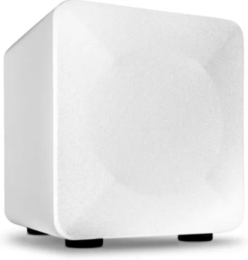 S6 210W Compact Powered Mini Subwoofer- Powerful Bass in a Small Package - Great for Desktops, Apartments, Offices and Gaming Setups White