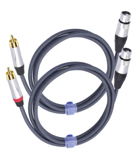 3Feet RCA Male to 3Pin XLR Female Audio Cable,Balance XLR Female to RCA Unbalanced Mixer Amplifier Audio Cable,24K Gold-Plated Plug/Heavy-Duty zinc Alloy Shell/Braided Shielded Cable-2 Pack RCA M To XLR F 3FT