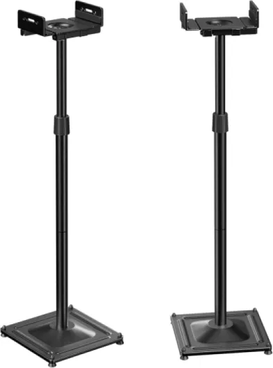 Universal Speaker Stands for Surround Sound -Height Adjustable Extend 33.3”to 45.1”, Floor Speaker Stand for Satellite & Studio & Bookshelf Speakers up to 11LBS,1 Pair Black, PSSS2