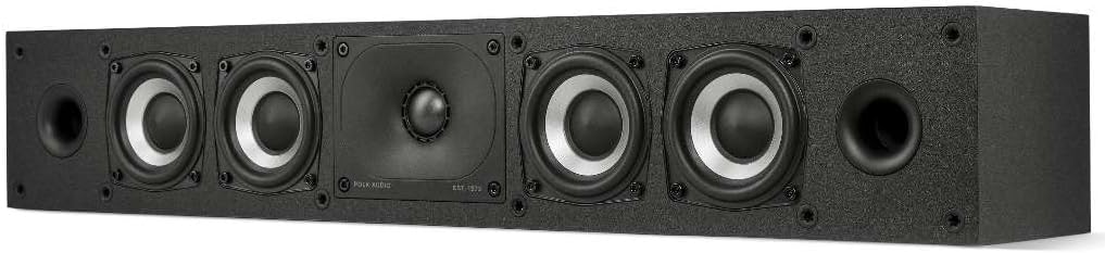 Polk Monitor XT35 Slim Center Channel Speaker - Hi-Res Audio Certified, Dolby Atmos & DTS:X Compatible, 1" Terylene Tweeter & Four 3" Dynamically Balanced Woofers, Wall-Mountable, Midnight Black Slim Center Channel Speaker (XT35)