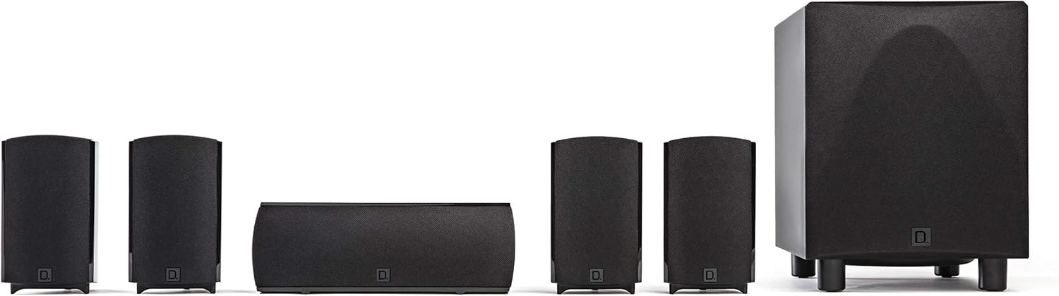 ProCinema 6D - Compact 5.1 Channel Home Theater Speaker System - 250-Watt Powered Subwoofer Center Channel + 4 Speakers - Sleek Modern Looks Match Any Décor Black PROCINEMA6D