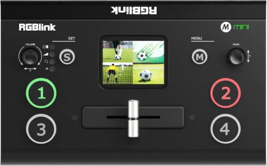 Mini Video Mixer Switcher with 4 x HDMI Inputs 2K Input/Output Real Time Live Streaming, Support Output 6 Pictures PVW and PGM, for Facebook, YouTube, Instagram, Tiktok, RTMPS mini v2