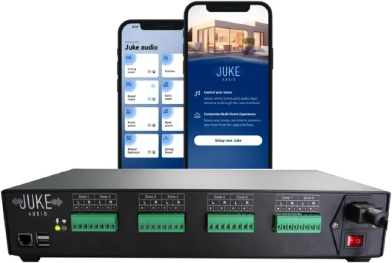 Juke-8: 8 Zone Multi-Room Amplifier - Built-in Music Streaming & Wireless App Control - Supports 8 Audio Sources Simultaneously - Whole Home Audio System - Airplay 2, Spotify Connect, Bluetooth 8-Zone