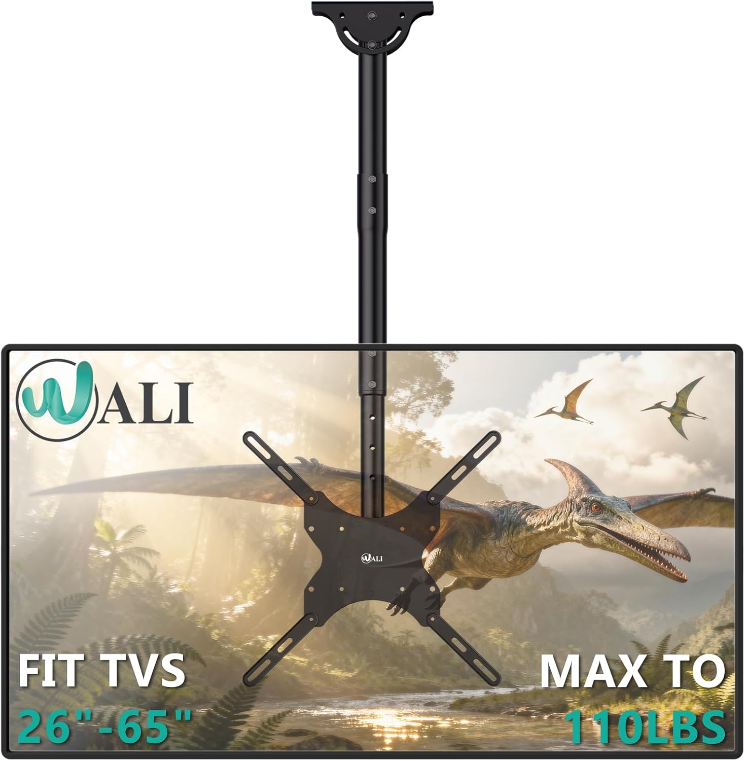 Ceiling TV Mount for 26-65 Inch LCD LED OLED 4K TVs, Hanging Pole Ceiling Mount TVs Bracket Up Down, TV Mounts for Gym Patio Gazebo, up to 110lbs, Max VESA 400x400mm (CM2665), Black 3 feet 400x400mm
