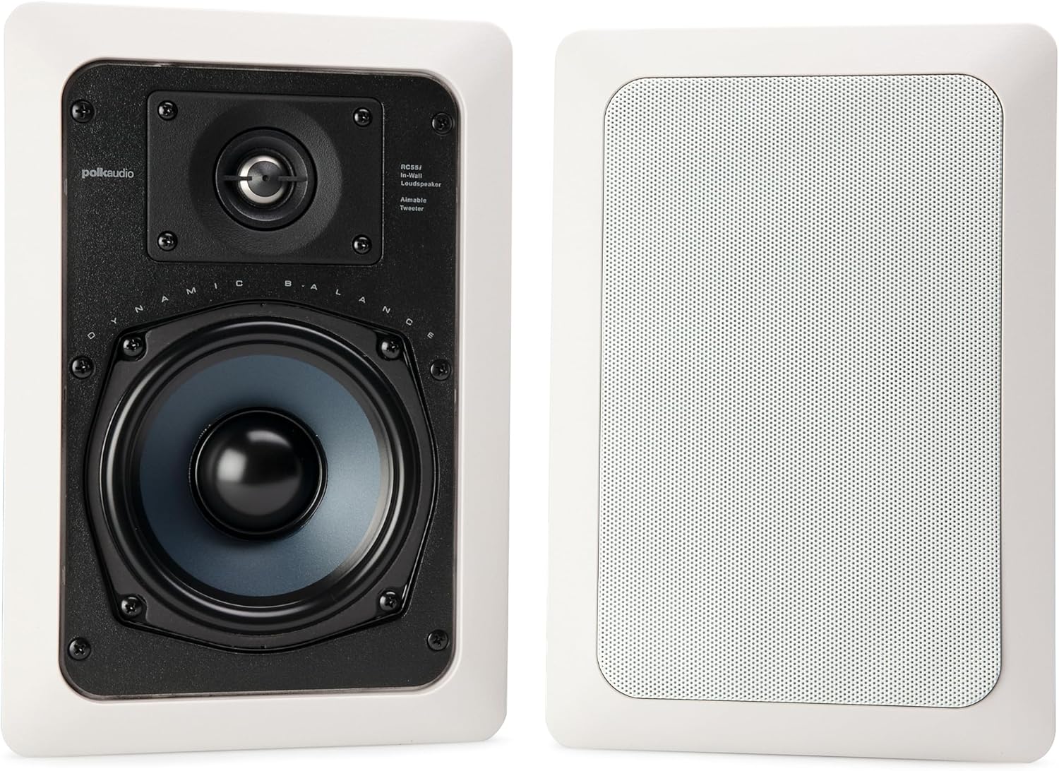 RC55i 2-Way Premium in-Wall 5.25" Home Stereo Speakers (Pair) - Perfect for Damp and Humid Indoor/Outdoor Placement - Bath, Kitchen, Covered Porches (White, Paintable Grille)