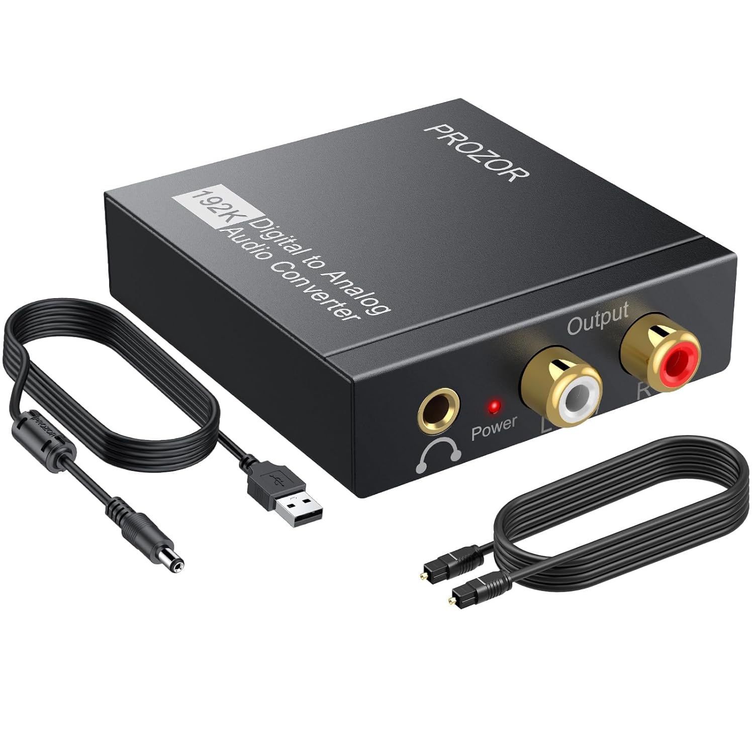 192KHz Digital to Analog Audio Converter DAC Digital SPDIF Optical to Analog L/R RCA Converter, Toslink Optical to 3.5mm Jack Adapter for PS3 HD DVD PS4 Amp Apple TV Home Cinema Aluminum Alloy