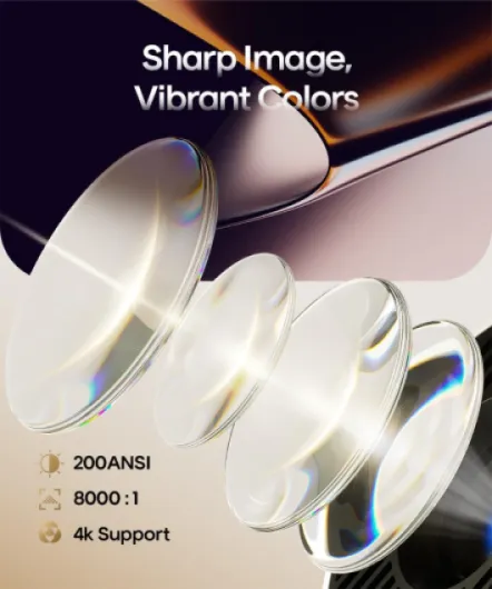 Upgrade HY300PRO Mini Projector with WiFi and Bluetooth, 4K Support Smart Portable Projector Android 14, Auto Keystone, Voice Control Remote, 180 Degree Rotation, Home Video Projetor for Bedroom Manual Focus & White