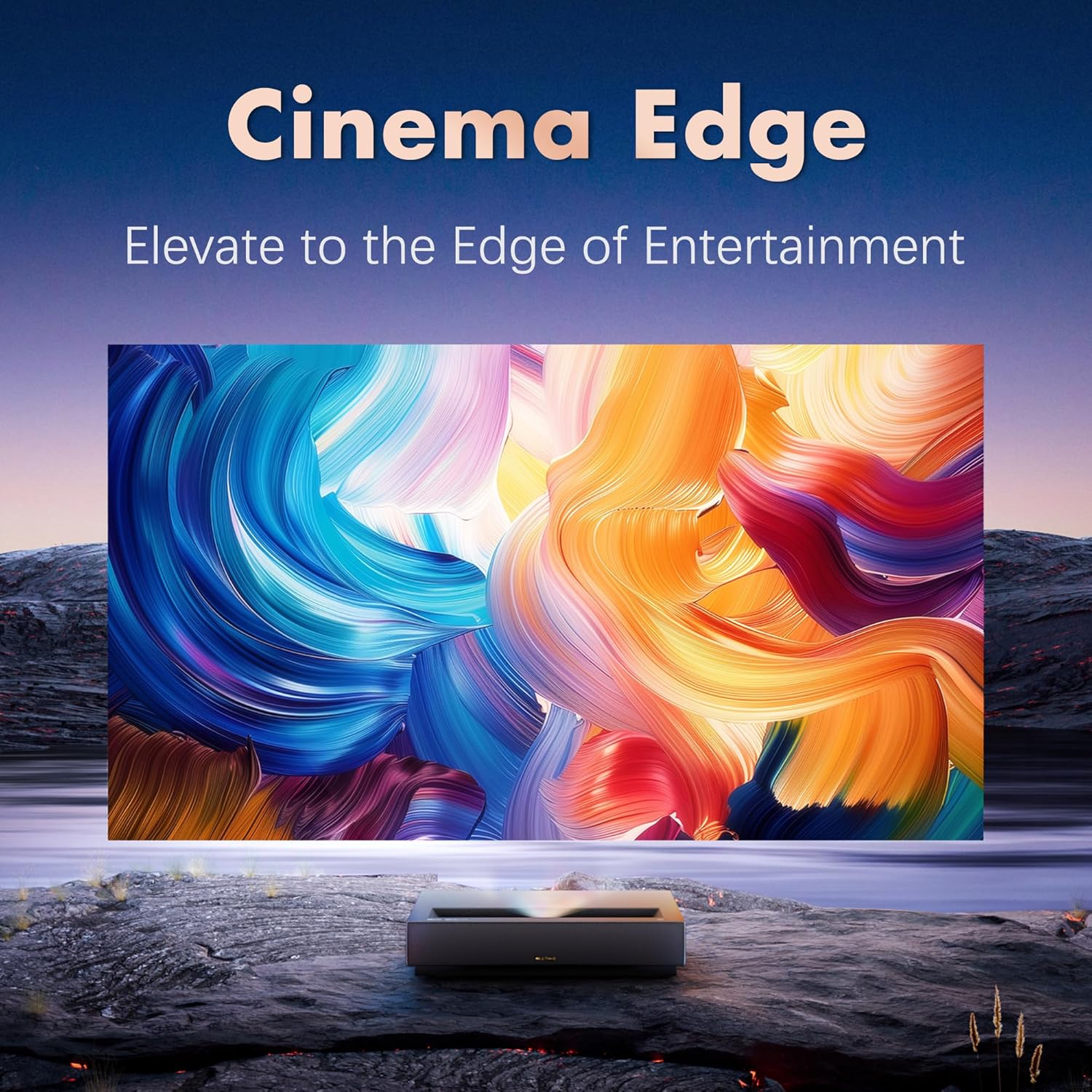 Formovie Cinema Edge UST Laser Projector 4K Smart Home Theater 2100 ISO Lumens 2+32GB Ultra Short Throw 4K DLP Projectors (Projector + Gallery 127" CBSP Screen)