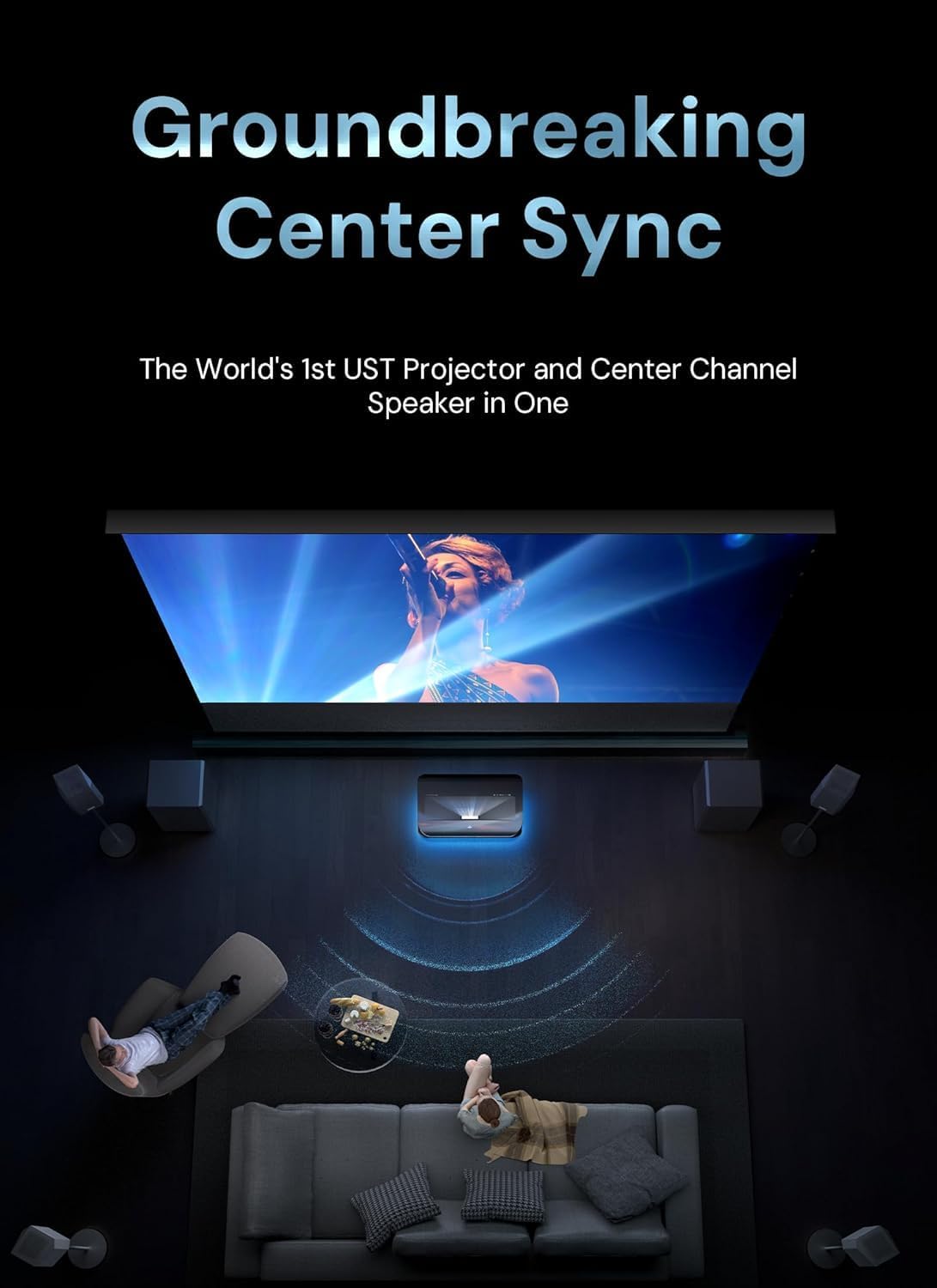 LTV-3500 Pro + ThunderBeat 4.2.2 Bundle, Ultra Short Throw 4K Triple-Laser Projector 3000 ISO Lumens with Dolby Vision & Atmos, 150" Home Cinema and Wireless Surround Sound System