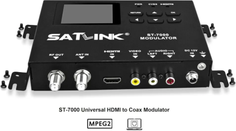SatLink ST-7000 HDMI to RF Digital Modulator/Encoder Delivers 1080p HDMI Video to TVs as HD ATSC or QAM (J.83B) Channel via Coax Network