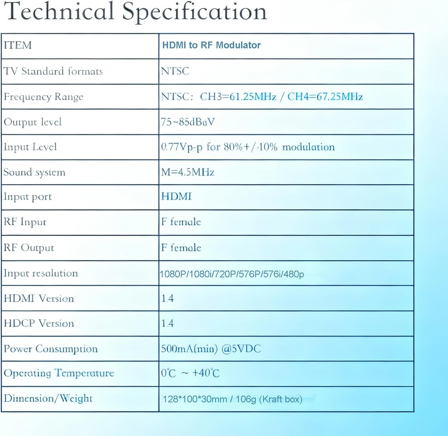 HDMI to RF Modulator, HDM61 VHF HDMI to RF Converter Adapter for TV NTSC Format Output, 1080P PLL Control for Home TV Game Console