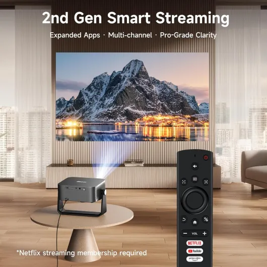[1500 ANSI/Auto Focus & Keystone/Built-in APPs] 4K Outdoor Projector with Wifi and Bluetooth, Smart Portable Proyector with Built in Apps YouTube/PrimeVideo & Dolby, Home Theater with HDR10+ Charcoal Gray