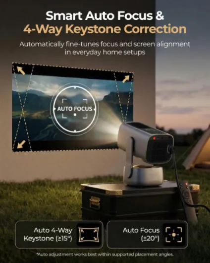 1080P Projector 4K Supported, WiFi 6 Bluetooth Smart Projector with Android 13, Auto Focus, Home Cinema Movie Projector for Bedroom Outdoor