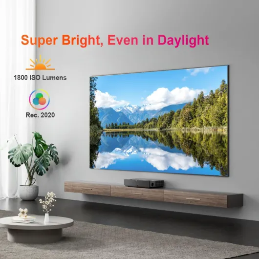 Formovie Theater - Triple Laser - Vibrant, Vivid ALPD® 4.0 RGB+ Technology - 2800 ANSI Lumens - 4K UHD Resolution - Dolby Vision & Atmos Ultra Short Throw UST Projector - With Android TV 11