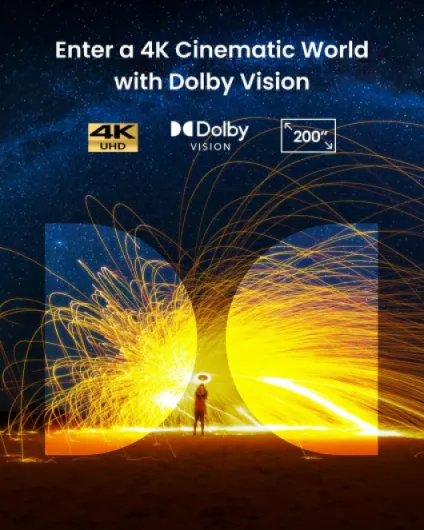 Cosmos 4K SE Laser+LED Dolby Vision Projector, 200" Huge Screen, 1800 ANSI Lumens High Brightness, Enhanced Image Quality, GTV, Portable, for Gaming, Home, and Office Use