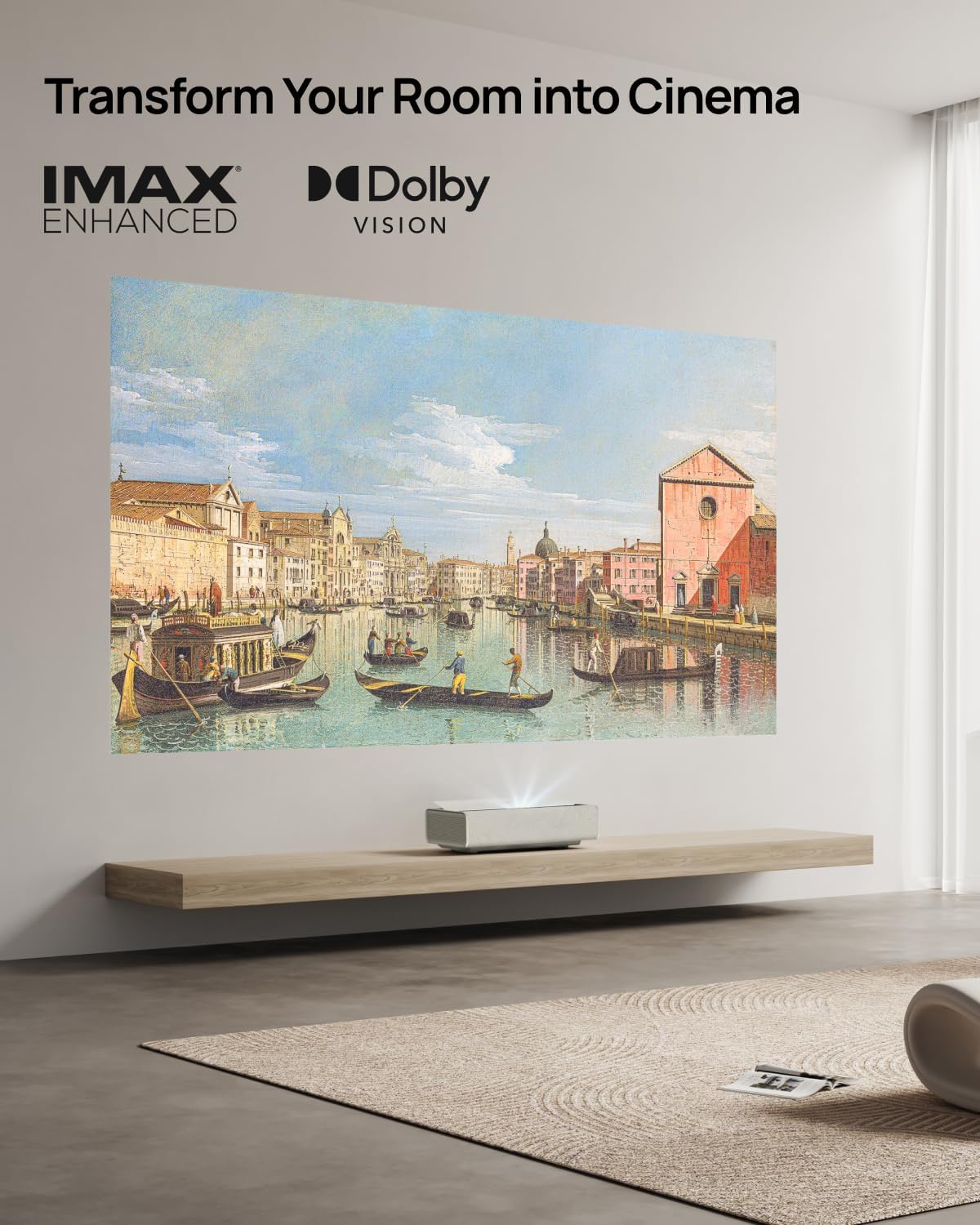 Aura 2 UHD 4K Ultra Short Throw Projector for Home Theater, Dolby Vision & IMAX Enhanced, 2300 ISO Lumens, 1,000,000:1 Dynamic Contrast Ratio, 60W Harman Kardon Speaker