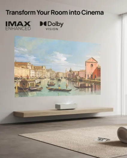 Aura 2 UHD 4K Ultra Short Throw Projector for Home Theater, Dolby Vision & IMAX Enhanced, 2300 ISO Lumens, 1,000,000:1 Dynamic Contrast Ratio, 60W Harman Kardon Speaker