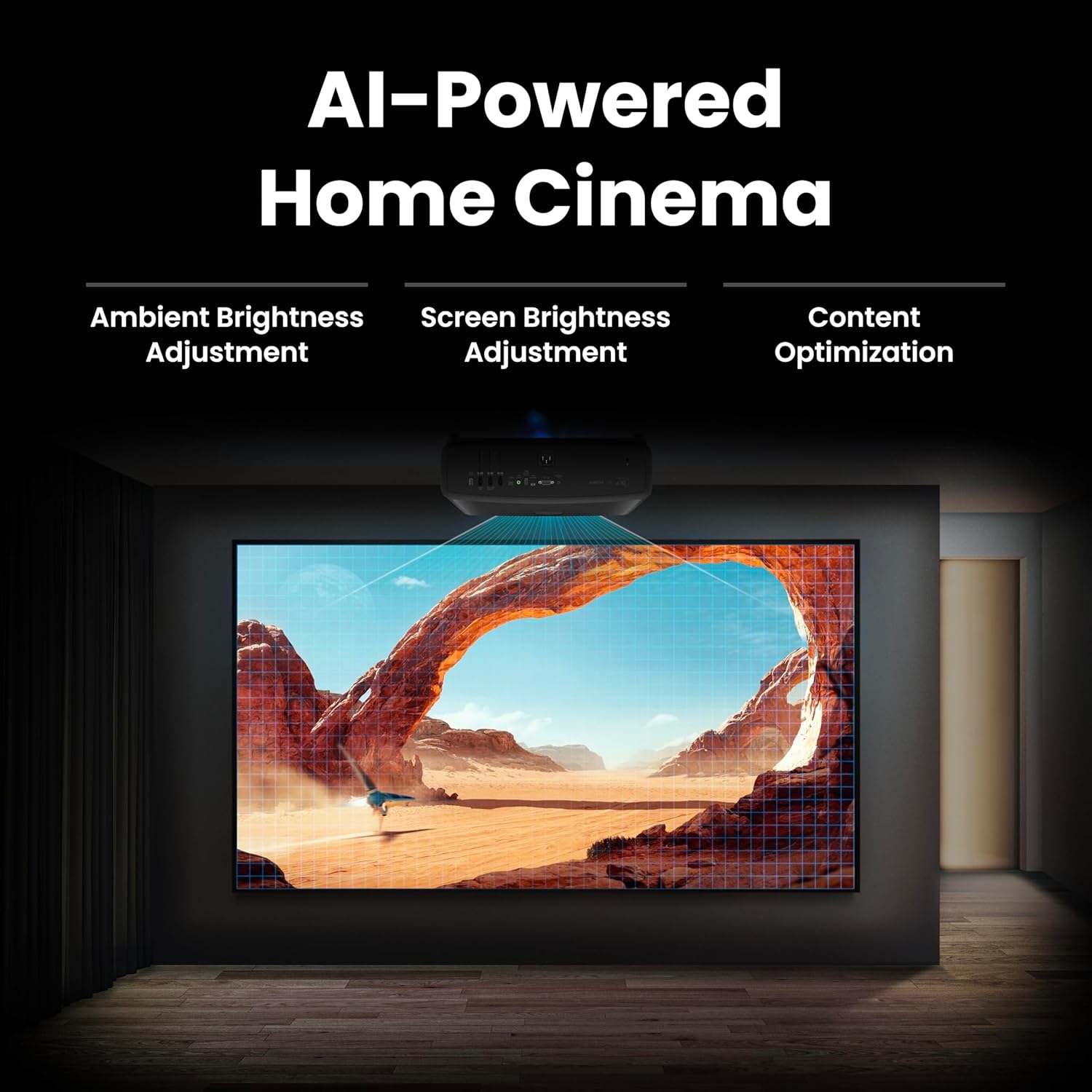 W2720i - 4K 2500lm LED Smart Home Theater Projector with AI Cinema Mode, DCI-P3, HDR, Delta E < 3, Rec.709, Factory Calibration, eARC, Dolby, 7.1 Channel, Android TV, HDR10+, HDR10, HLG