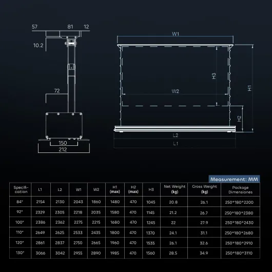 Motorized ALR Screen for Ultra Short Throw Projector, 95% Ambient Light Rejecting, 120 inch, Floor Rising, 4K/8K UHD, Active 3D, Anti Daylight, Electric Retractable Automatic Black 120 inch