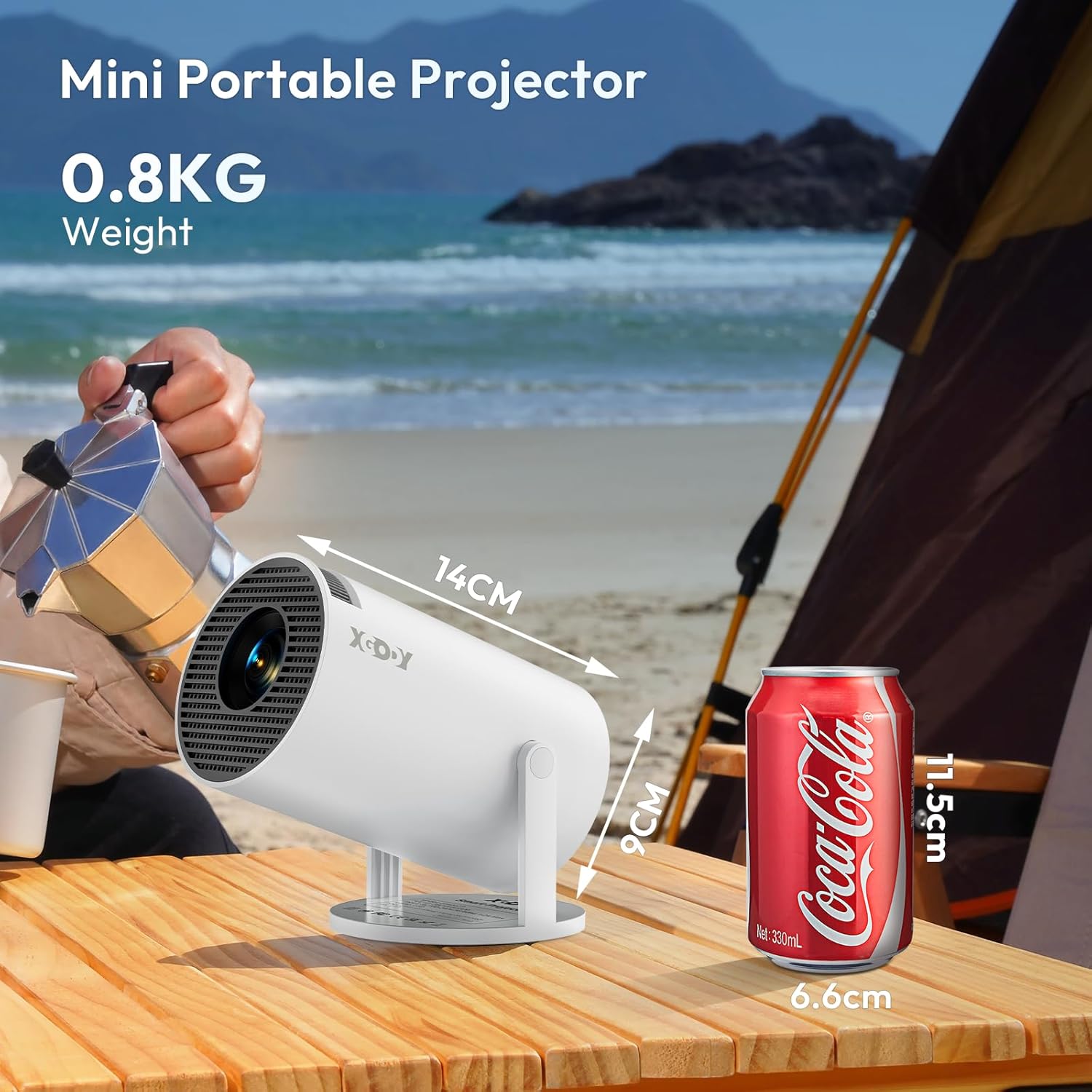 [2025 Upgraded & Android 11.0] Mini Projector Native 720P HD, Supports 4K 1080P, XGODY Gimbal 3 Portable Projector 12000 Lumen, WiFi 6, Bluetooth, Auto Keystone, Video Projector for Home Cinema White