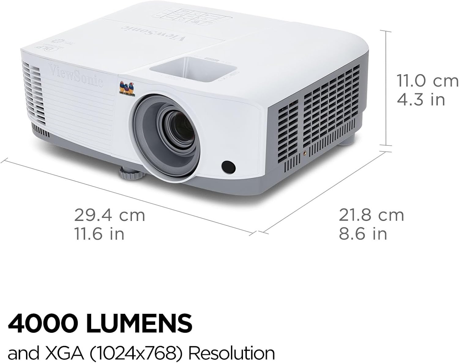 PA503X Projector, 4000 ANSI Lumen, XGA 1024x768, 22.000:1 Contrast Ratio, Up to 300-Inch Image, HDMI, Vertical Keystone +/-40°, 2W Speaker